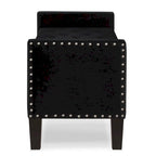 Banc de rangement capitonné avec boutons, garniture cloutée et accoudoirs