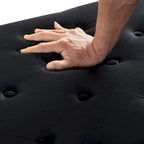 Banc de rangement capitonné avec boutons, garniture cloutée et accoudoirs