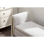 Banc de rangement en velours avec bordure métallique dorée pour salon ou chambre à coucher (intérieur)