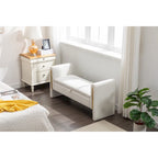 Banc de rangement en velours avec bordure métallique dorée pour salon ou chambre à coucher (intérieur)