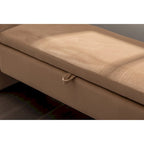 Banc de rangement en velours avec bordure métallique dorée pour salon ou chambre à coucher (intérieur)