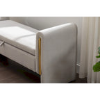 Banc de rangement en velours avec bordure métallique dorée pour salon ou chambre à coucher (intérieur)
