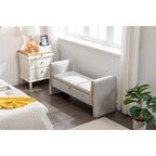 Banc de rangement en velours avec bordure métallique dorée pour salon ou chambre à coucher (intérieur)