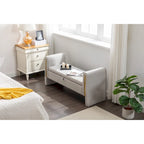 Banc de rangement en velours avec bordure métallique dorée pour salon ou chambre à coucher (intérieur)