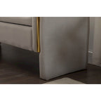 Banc de rangement en velours avec bordure métallique dorée pour salon ou chambre à coucher (intérieur)