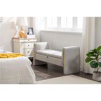 Banc de rangement en velours avec bordure métallique dorée pour salon ou chambre à coucher (intérieur)