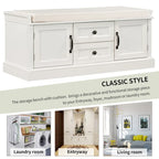 Banc de rangement avec 2 tiroirs et 2 placards, banc à chaussures avec coussin amovible pour salon, entrée