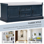 Banc de rangement avec 2 tiroirs et 2 placards, banc à chaussures avec coussin amovible pour salon, entrée