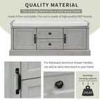 Banc de rangement avec 2 tiroirs et 2 placards, banc à chaussures avec coussin amovible pour salon, entrée