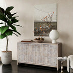 Meuble d'appoint style ferme, buffet en bois à 4 portes, meuble de rangement