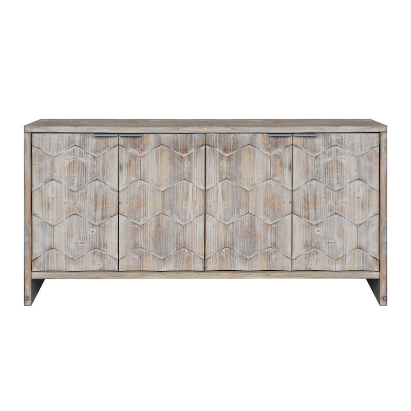 Meuble d'appoint style ferme, buffet en bois à 4 portes, meuble de rangement