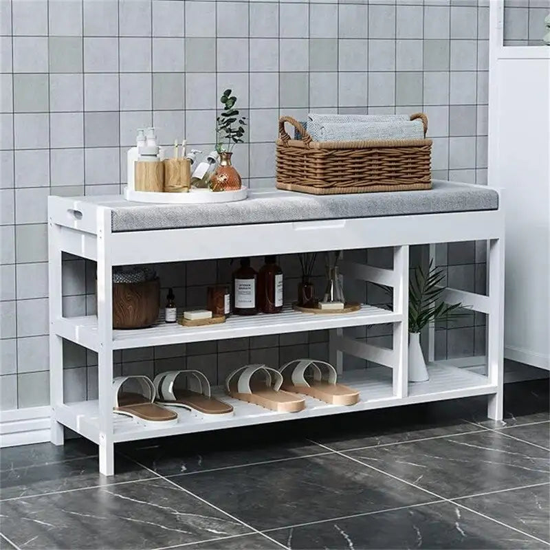 Banc à chaussures avec rangement - 11,4 cm (P) x 36 cm (L) x 19,7 cm (H)