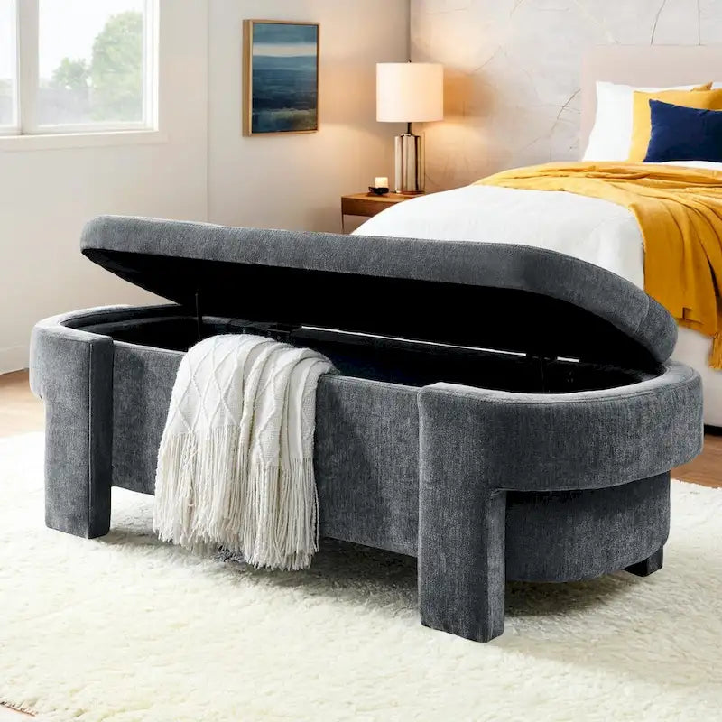 Upholstered Bench with Large Storage SpaceModern Storage Ottoman Benches,for The Living Room, Entryway and Bedroom