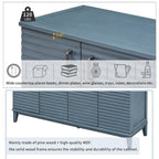 Buffet à 4 portes avec grand espace de rangement, étagères réglables et poignées en métal, idéal pour la cuisine, le salon ou la salle à manger.