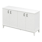 Buffet à 4 portes avec grand espace de rangement, étagères réglables et poignées en métal, idéal pour la cuisine, le salon ou la salle à manger.