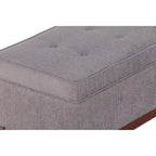 Pouf de rangement capitonné Brooke, style transitionnel, avec garniture en bois.