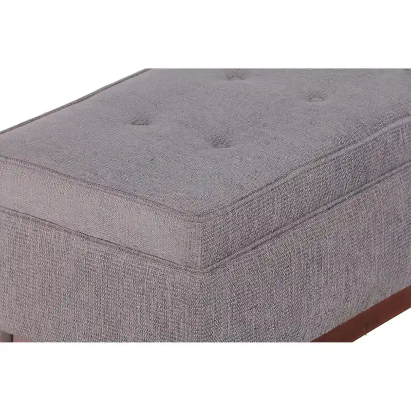 Pouf de rangement capitonné Brooke, style transitionnel, avec garniture en bois.