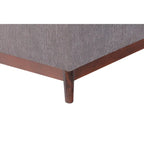 Pouf de rangement capitonné Brooke, style transitionnel, avec garniture en bois.