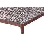 Pouf de rangement capitonné Brooke, style transitionnel, avec garniture en bois.