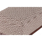 Pouf de rangement capitonné Brooke, style transitionnel, avec garniture en bois.