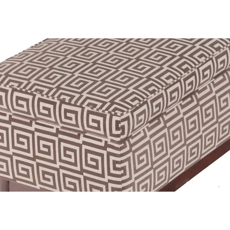 Pouf de rangement capitonné Brooke, style transitionnel, avec garniture en bois.