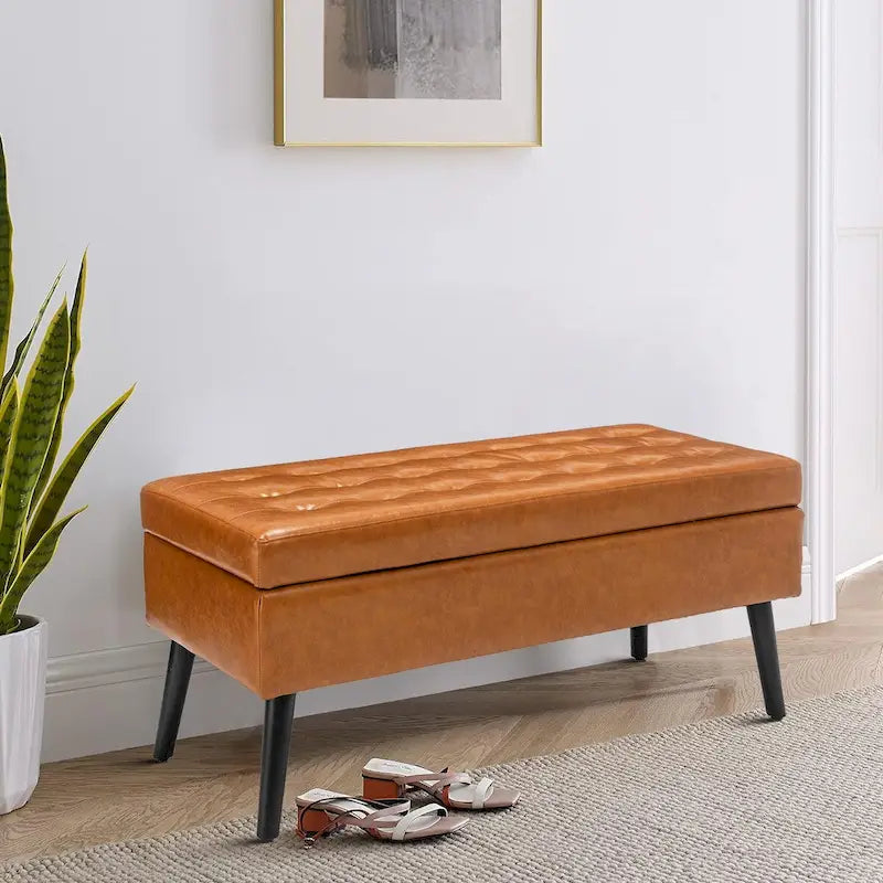Banc de rangement moderne et élégant, capitonné, avec couvercle rabattable