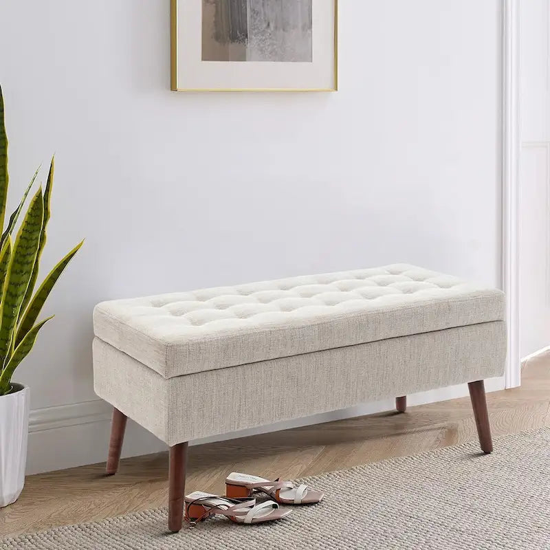 Modern Stylish Upholstered Storage Bench with Flip Top