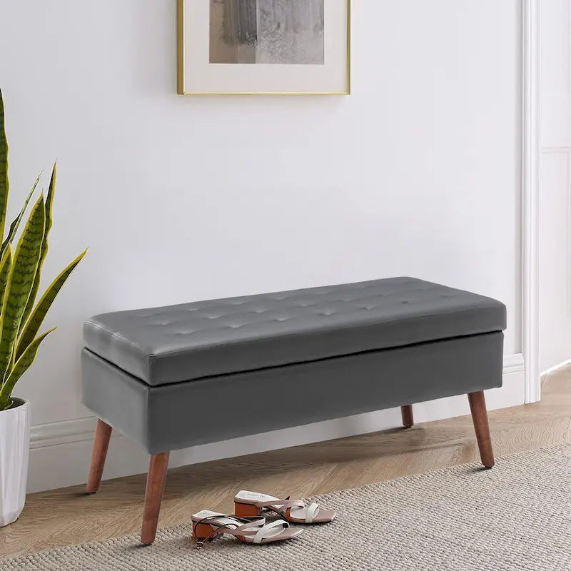Banc de rangement moderne et élégant, capitonné, avec couvercle rabattable