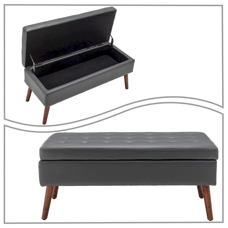 Banc de rangement moderne et élégant, capitonné, avec couvercle rabattable