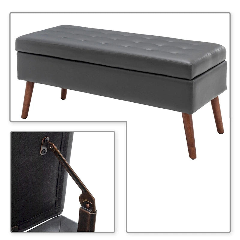 Banc de rangement moderne et élégant, capitonné, avec couvercle rabattable
