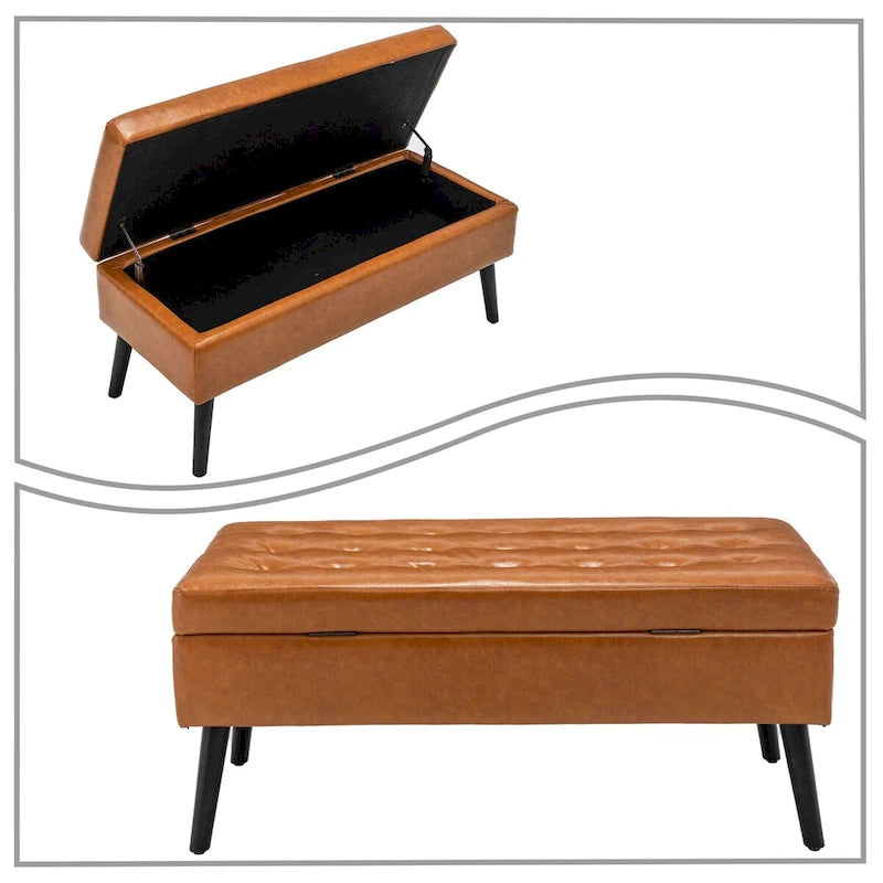 Banc de rangement moderne et élégant, capitonné, avec couvercle rabattable