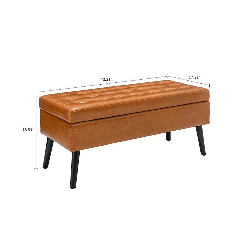 Banc de rangement moderne et élégant, capitonné, avec couvercle rabattable