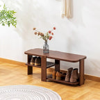 Shoe Rack Bench, 2-Tier Bamboo Shoe Storage Organizer, Entryway Bench