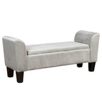 Banc ottoman en velours avec rangement et accoudoirs incurvés