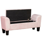 Banc ottoman en velours avec rangement et accoudoirs incurvés