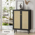 Buffet/meuble de rangement moderne Anmytek à 2 portes, noir, avec étagères réglables - 80 cm (L) x 34 cm (P) x 112 cm (H)