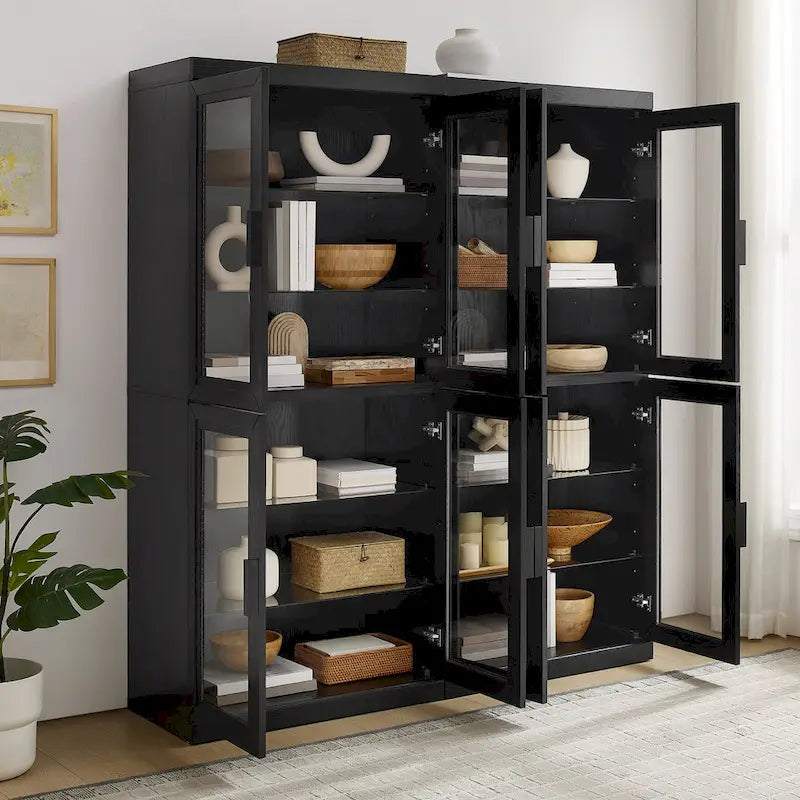 Ensemble de 2 armoires de rangement de cuisine Crosley Essen avec portes vitrées