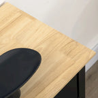 Buffet avec tiroirs de rangement, plateau en bois d'hévéa et étagères réglables, meuble de cuisine/bar à café, noir