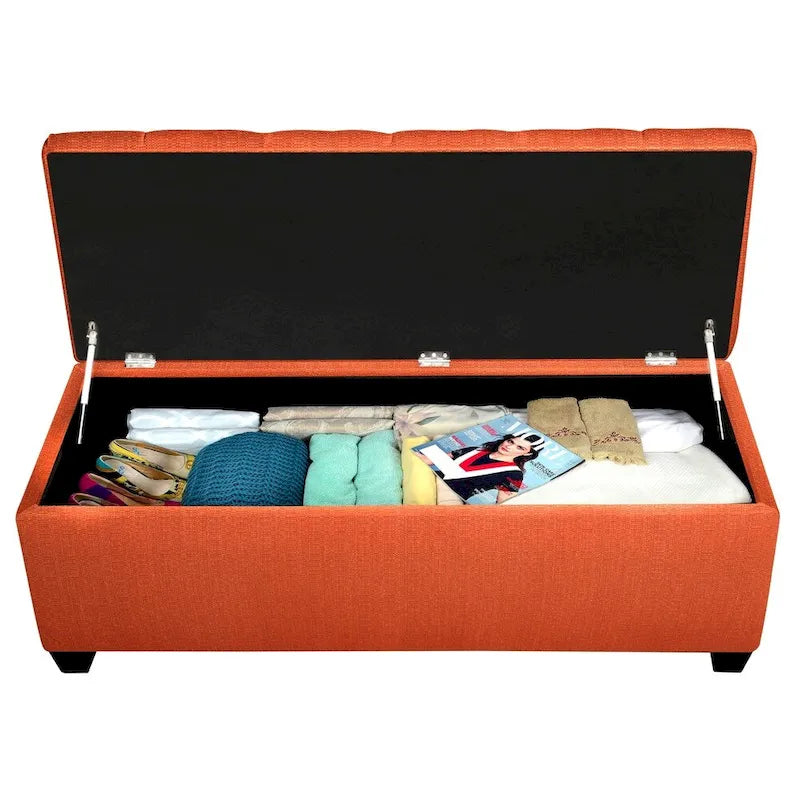 Sole Secret Diamond Tufted CAN PUMPKIN Linen Storage Bench