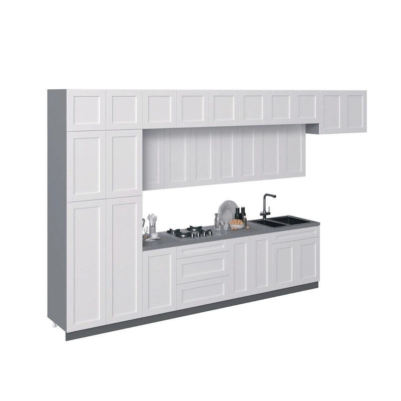 Collection Kitchen Serene, base blanche mate, largeur 15 pi (180 x 107 po)