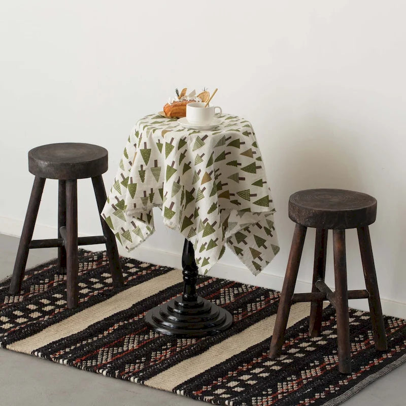 Ensemble de 2 tabourets ronds antiques en bois, style cabane en rondins