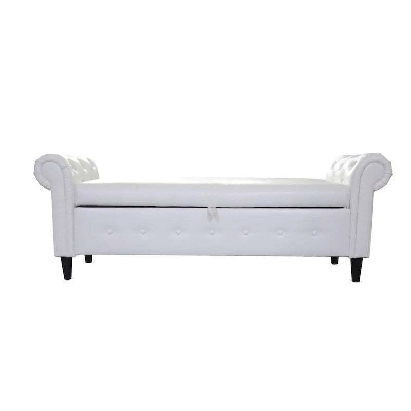 Banc ottoman avec accoudoirs, banc en cuir PU capitonné, tabouret de canapé avec repose-pieds pour entrée, salon et fenêtre