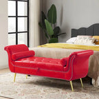 Banc ottoman avec accoudoirs, banc en cuir PU capitonné, tabouret de canapé avec repose-pieds pour entrée, salon et fenêtre