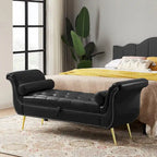 Banc ottoman avec accoudoirs, banc en cuir PU capitonné, tabouret de canapé avec repose-pieds pour entrée, salon et fenêtre