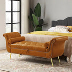 Banc ottoman avec accoudoirs, banc en cuir PU capitonné, tabouret de canapé avec repose-pieds pour entrée, salon et fenêtre
