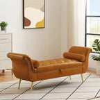 Banc ottoman avec accoudoirs, banc en cuir PU capitonné, tabouret de canapé avec repose-pieds pour entrée, salon et fenêtre
