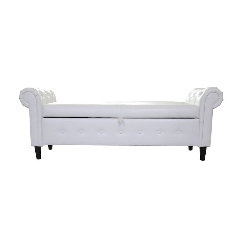 Banc ottoman avec accoudoirs, banc en cuir PU capitonné, tabouret de canapé avec repose-pieds pour entrée, salon et fenêtre