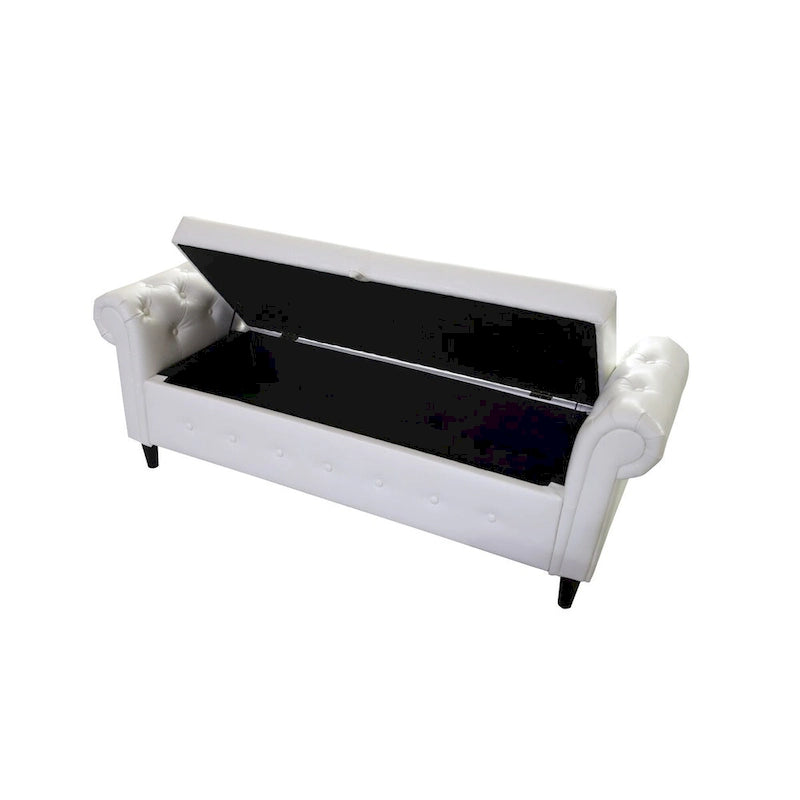 Banc ottoman avec accoudoirs, banc en cuir PU capitonné, tabouret de canapé avec repose-pieds pour entrée, salon et fenêtre