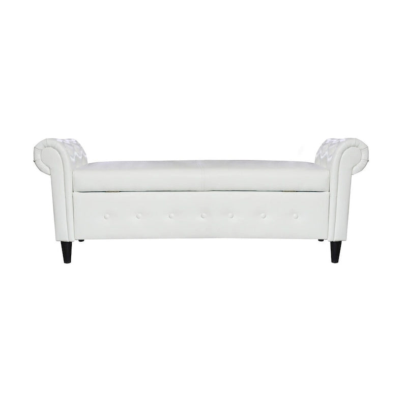 Banc ottoman avec accoudoirs, banc en cuir PU capitonné, tabouret de canapé avec repose-pieds pour entrée, salon et fenêtre