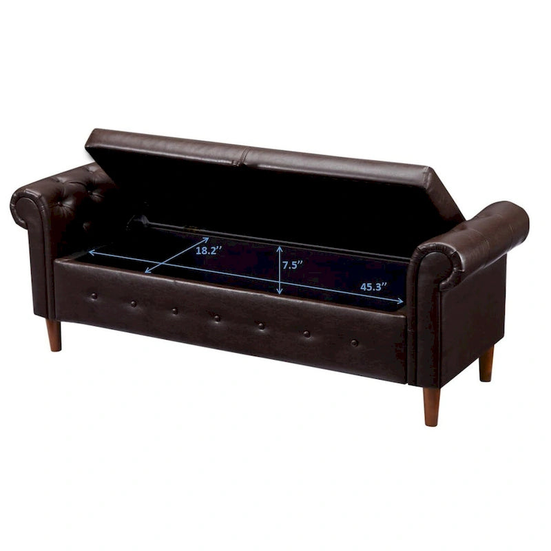 Banc ottoman avec accoudoirs, banc en cuir PU capitonné, tabouret de canapé avec repose-pieds pour entrée, salon et fenêtre